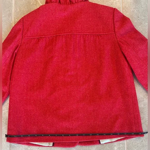 J.CREW Fiona Blazer Red Herringbone Ruffle Wool | Size 2 Womens - Picture 10 of 10